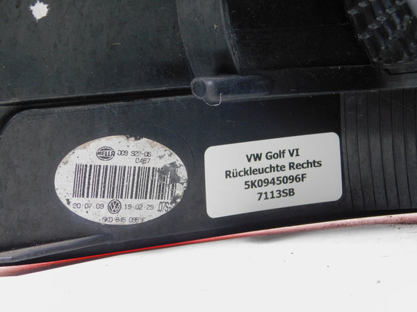 VW Golf VI 5K Rücklicht Rückleuchte Rechts HELLA 5K0945096F