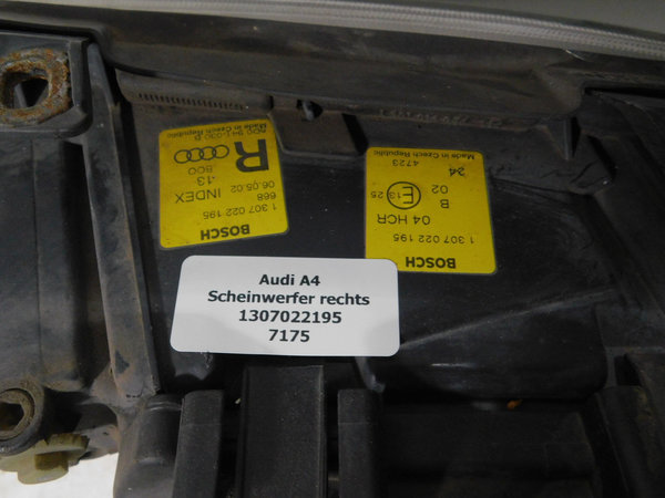 Audi A4 B5 Bj.94-99 Scheinwerfer rechts Lampe vorn 1307022195