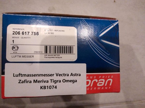 TOPRAN 206 617 Luftmassenmesser Vectra Astra Zafira Meriva Tigra Omega
